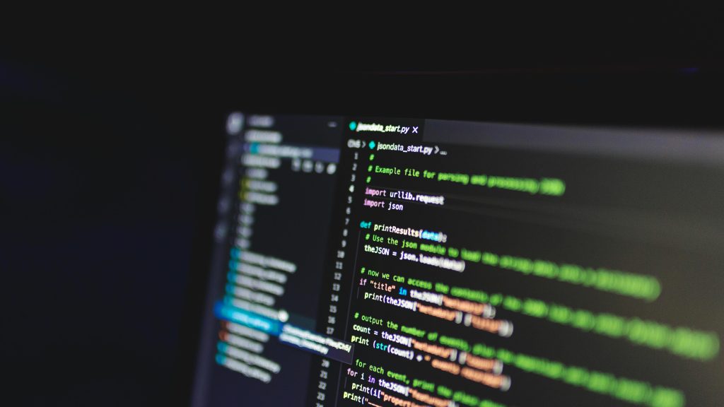 API code on computer screen