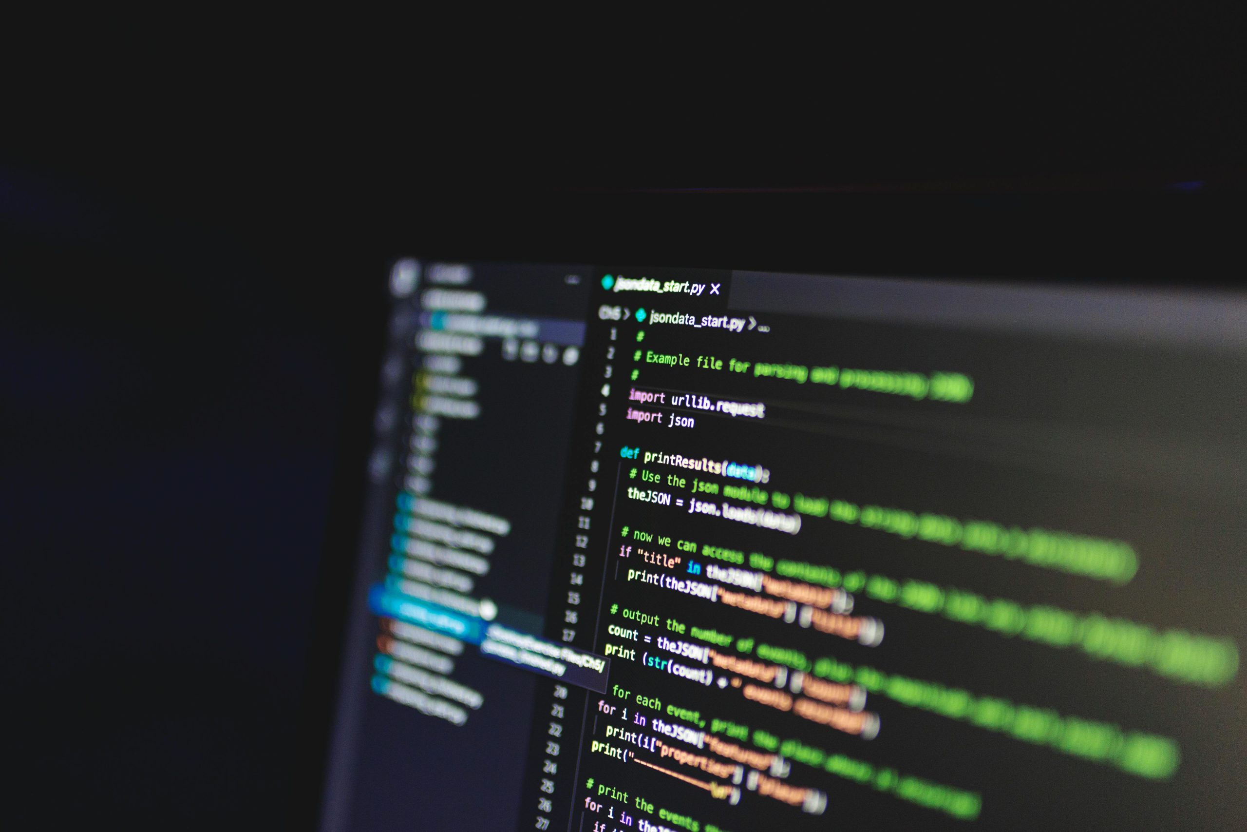 API code on computer screen